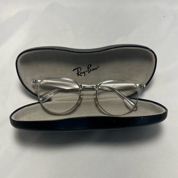 Ray-Ban Clear Half-Rimless Round Eyeglasses with Case - Frames Only - Picture 9 of 10